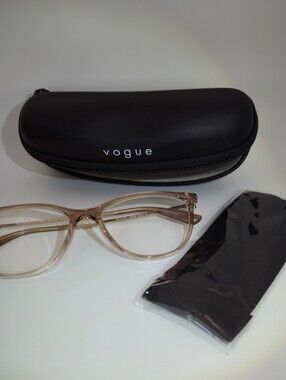 Vogue Women's Clear Beige Cat Eye Gold Eyewear.
